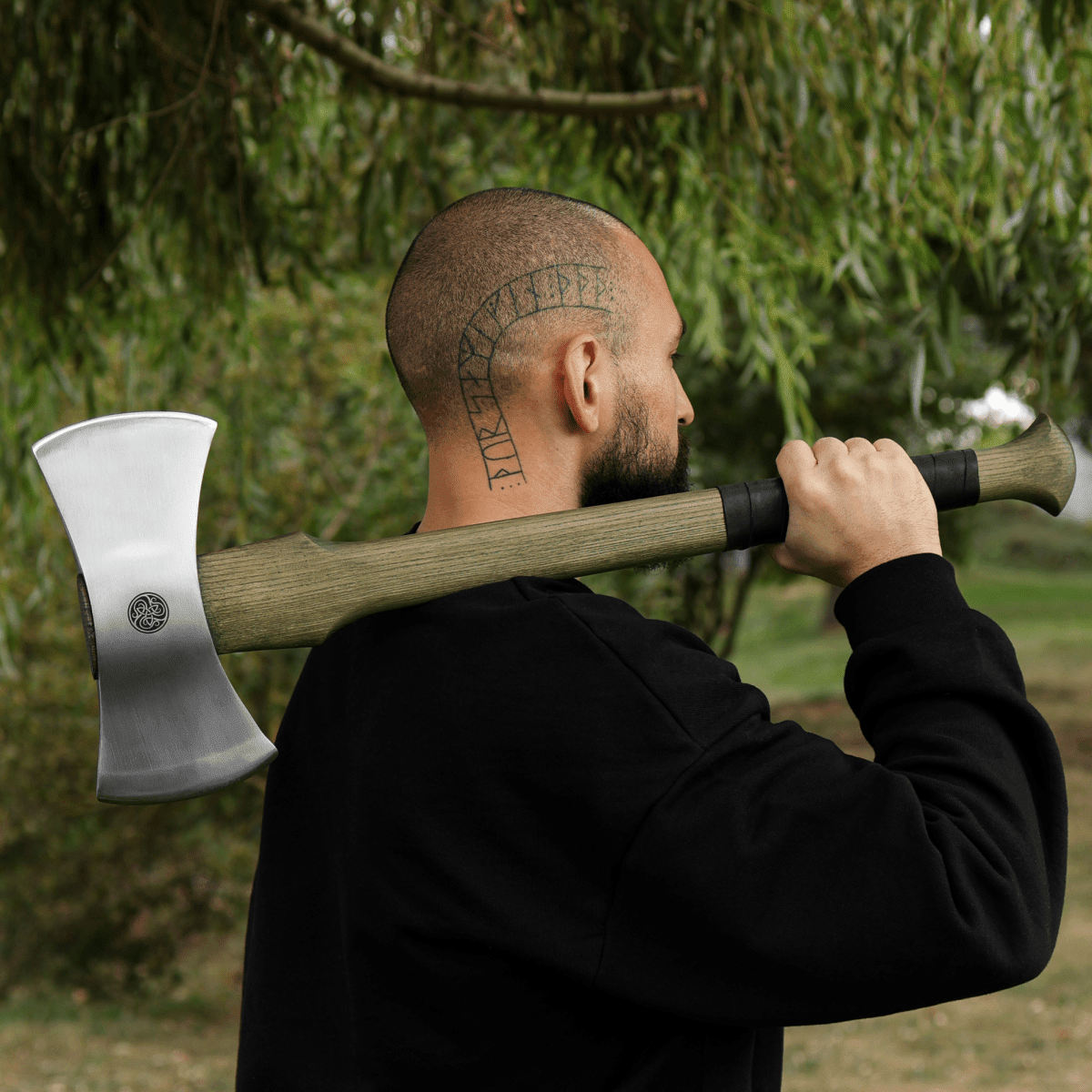 Functional double bit axe "Vargstal" from AncientSmithy