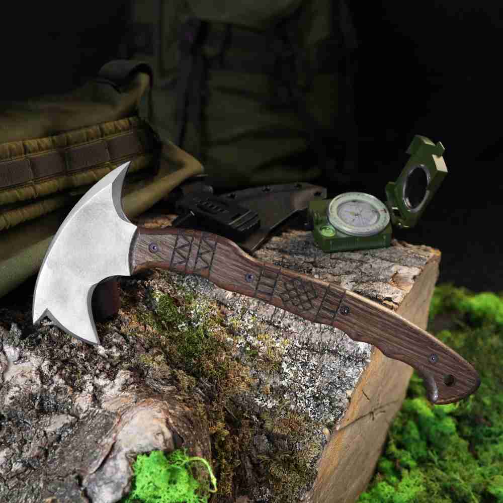 Handcrafted tomahawk "Takoda" with tribal engraving from AncientSmithy