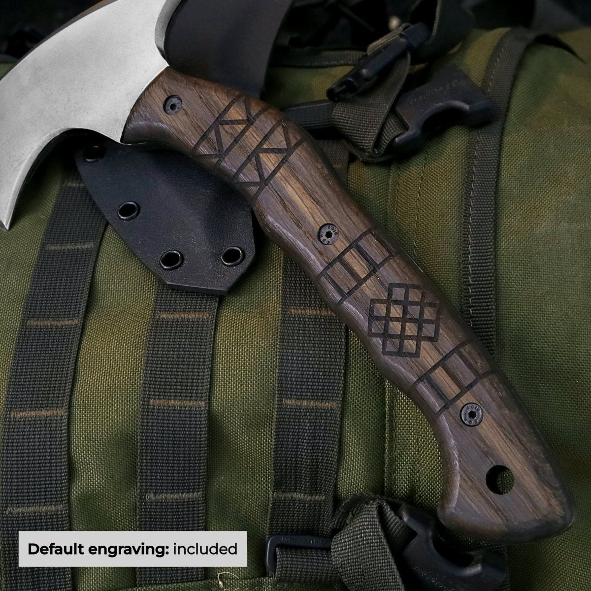Handmade tomahawk "Dakuri" with tribal engraving from AncientSmithy