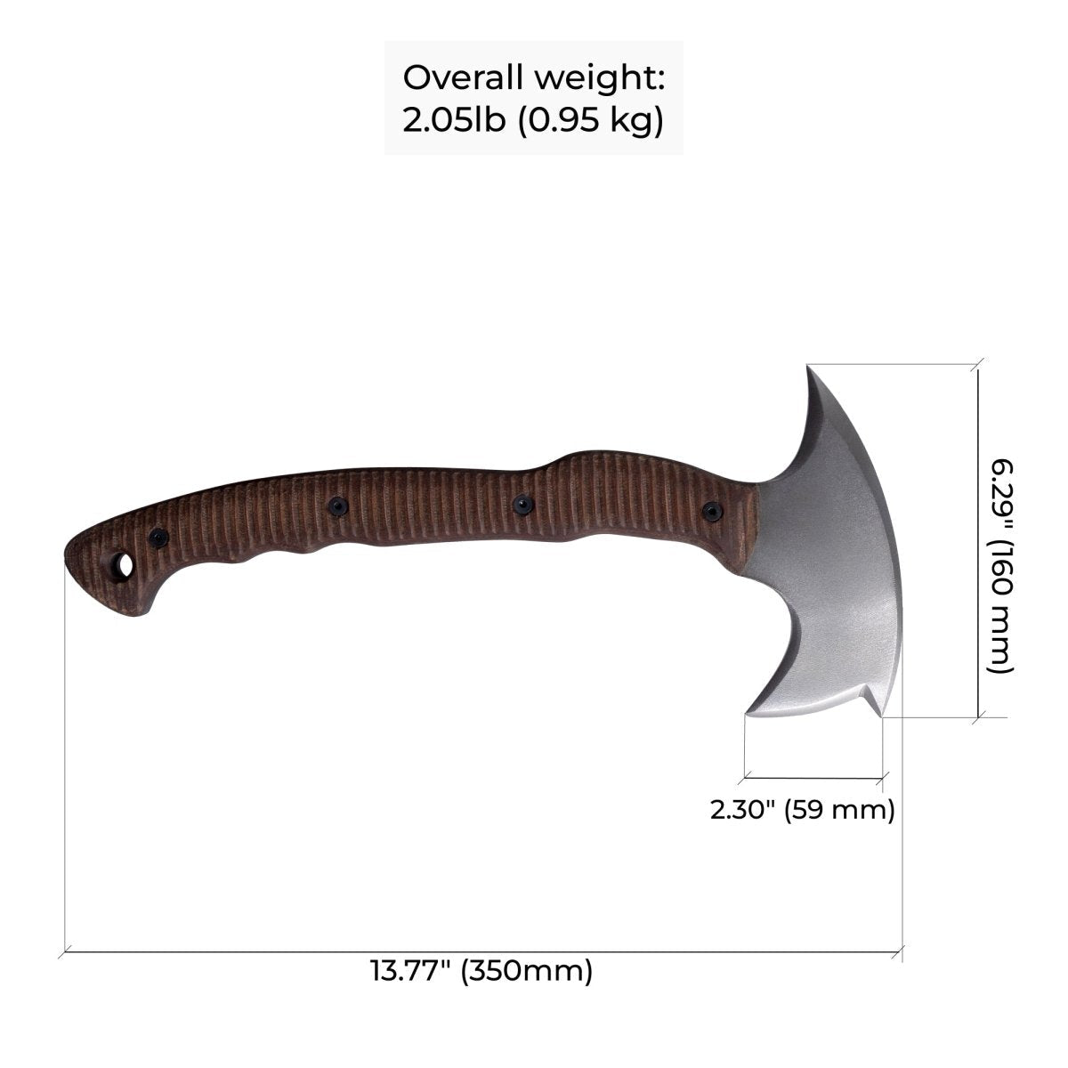Combat tomahawk "Barong" with polymer composite handle from AncientSmithy