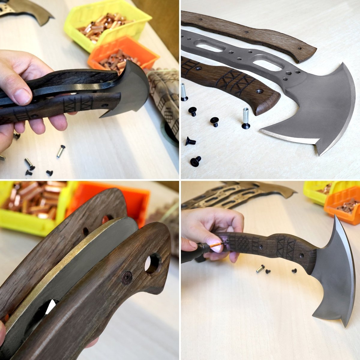 Handcrafted tomahawk "Takoda" with tribal engraving from AncientSmithy