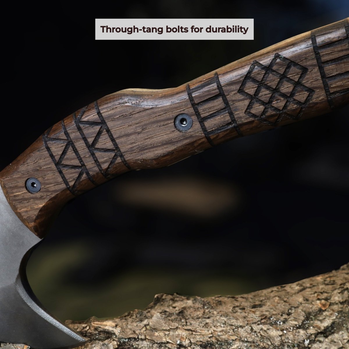 Handcrafted tomahawk "Takoda" with tribal engraving from AncientSmithy
