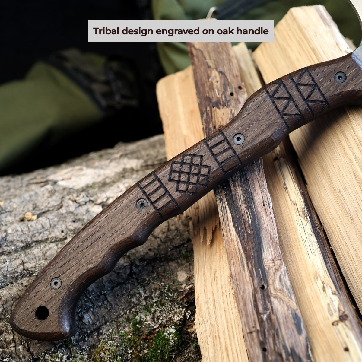 Handcrafted tomahawk "Takoda" with tribal engraving from AncientSmithy