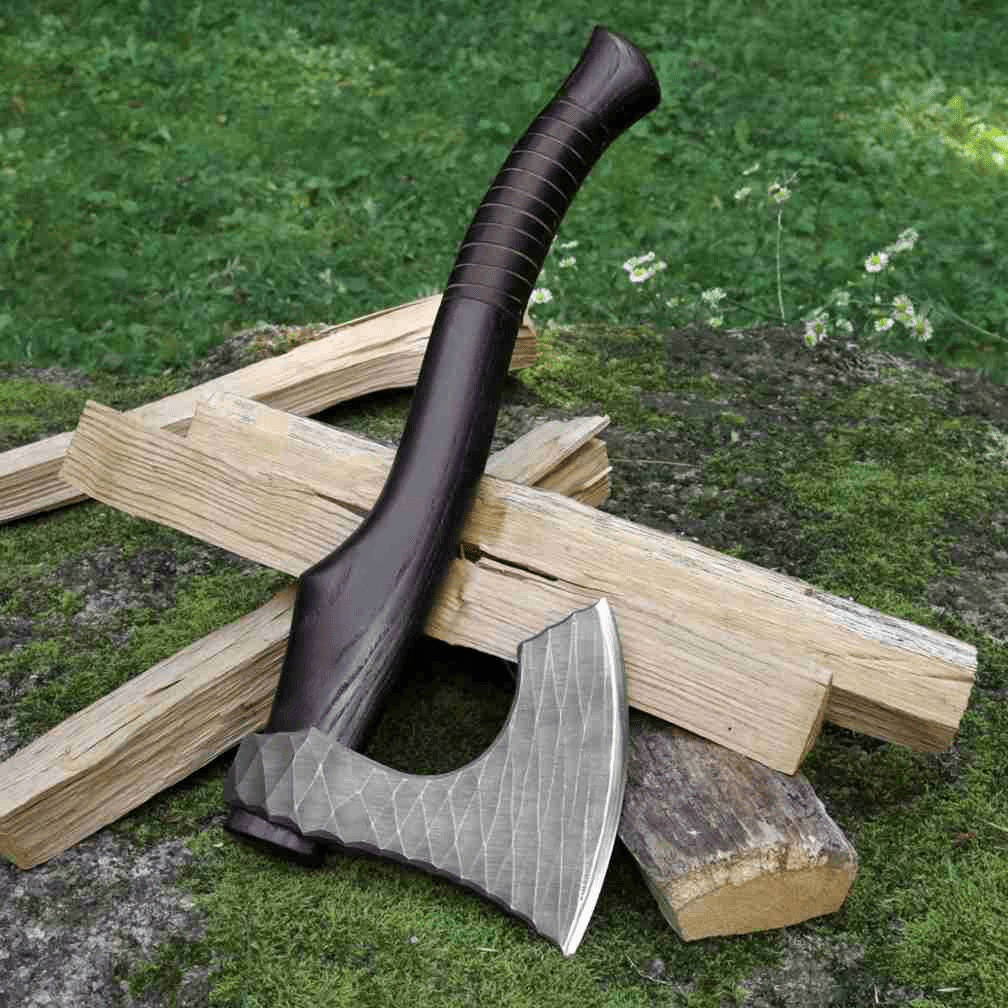 Viking axe "Vargoks" with leather wrap from AncientSmithy